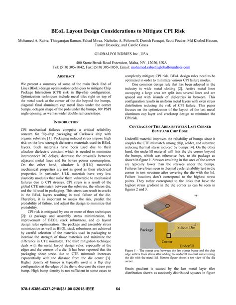 PDF BEoL Layout Design Considerations To Mitigate CPI Risk