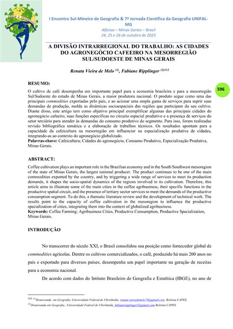 PDF AS CIDADES DO AGRONEGÓCIO CAFEEIRO NA MESORREGIÃO SUL SUDOESTE DE