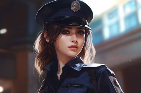Premium Ai Image Beautiful Woman Police Uniform And Police Station