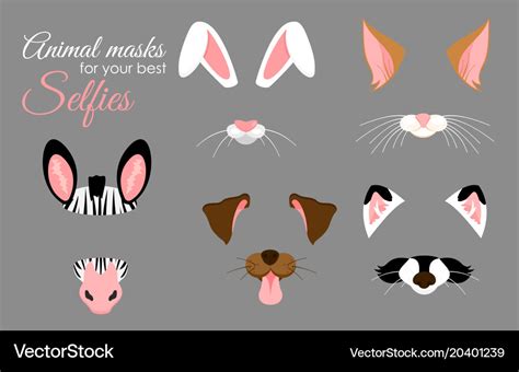 Set of cute animal ears Royalty Free Vector Image