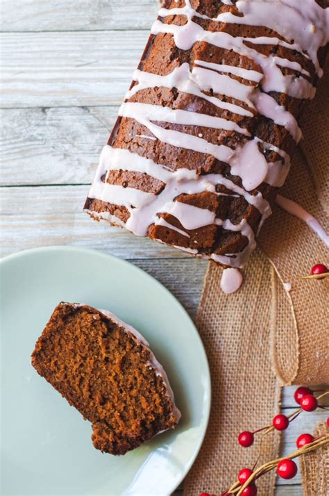 Vegan Gingerbread Loaf With Cranberry Glaze Cozy Peach Kitchen