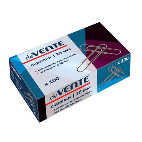 Скрепки канц. 28 мм никелированные, картон. упак. (100 шт./упак ...