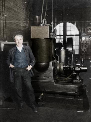 Thomas Alva Edison American Inventor With His First Dynamo For