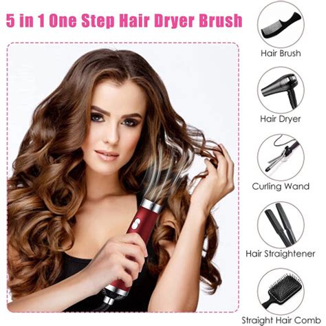 Red In One Step Hair Blow Dryer Volumizer Straightener Curler Comb Hot Air Brush On Onbuy