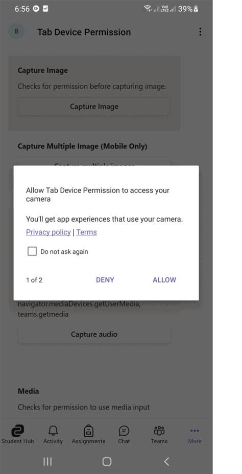 Tab Device Permission Code Samples Microsoft Learn