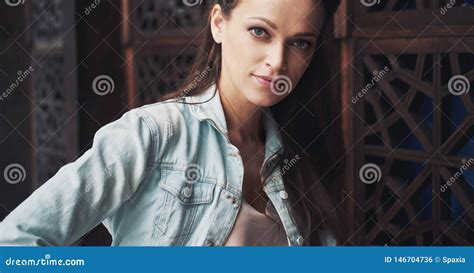 Outdoors Portrait Of Fashion Stylish Brunette Woman Stock Photo Image Of City Portrait 146704736