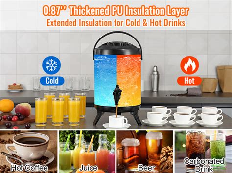 VEVOR Stainless Steel Insulated Beverage Dispenser Gallon Liter Thermal Hot And Cold