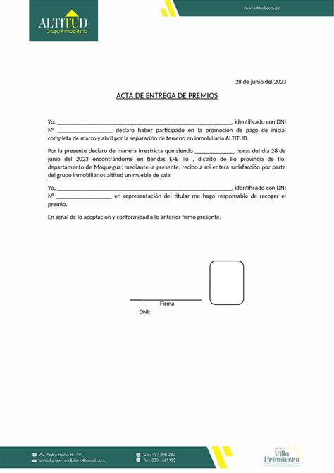 Actas De Entrega Formato De Acta De Entrega | PDF