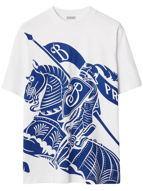 Burberry Equestrian Knight Motif Cotton T Shirt White Farfetch Sg