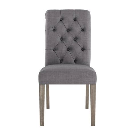 Homesullivan Grey Finish Grey Linen Button Tufted Dining Chair Set Of