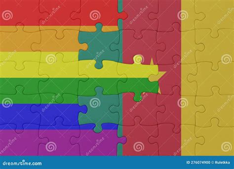 Puzzle With The Flag Of Rainbow Gay Pride And Cameroon Macro Stock Photo Image Of Lgbt