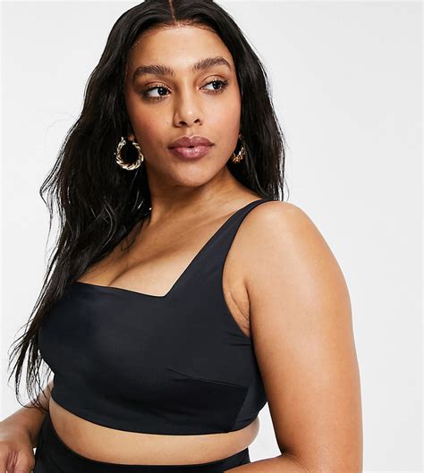 Asos Design Curve Recycled Mix And Match Square Neck Crop Bikini Top In Black Shopstyle Two