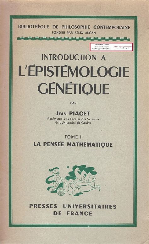 Amazon fr Introduction à l épistémologie génétique Tome I La