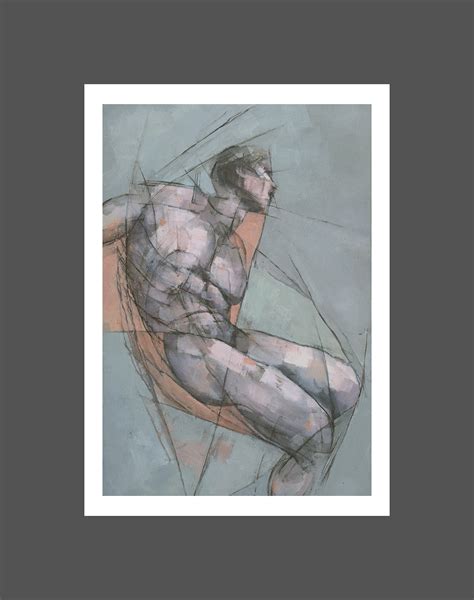 Male Nude Figure Painting Abstract Expressive Signed Art Print Etsy