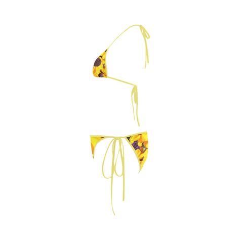 Yellow Flowers Custom Bikini Swimsuit Id D