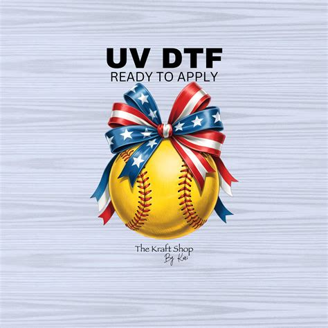 Uv Dtf Sticker Print 4th Of July Softball With Bow Decal Tumbler Dec