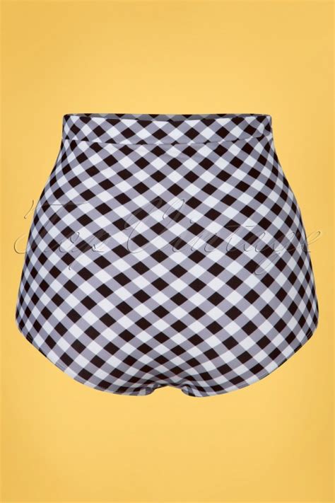 Unique Vintage Culotte de Bikini Taille Haute Monroe Années en Noir et Blanc Acheter chez