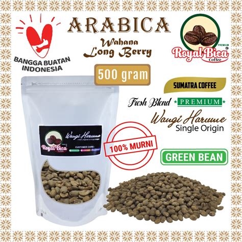 Jual GREEN BEAN ARABIKA WAHANA LONG BERRY FULL WASH 500 G BIJI KOPI