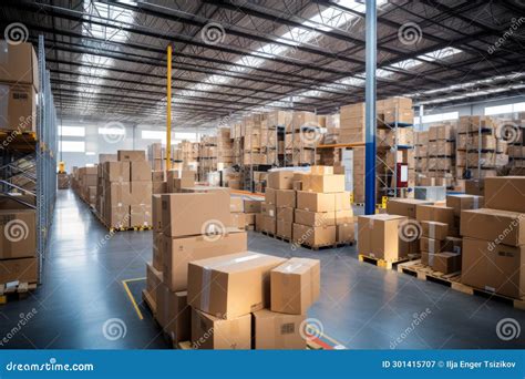 Efficient Conveyor Belt Transporting Cardboard Boxes In A Bustling