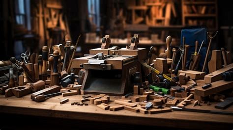 Premium AI Image | A captivating shot of woodworking tools and ...