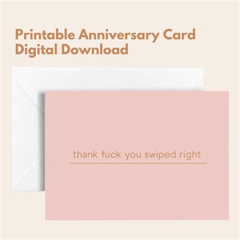 Thank Fuck You Swiped Right Printable Anniversary Card Dating App Card Printable Card Etsy
