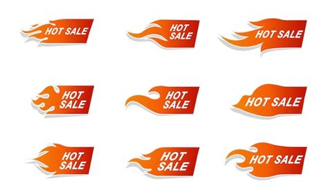 Premium Vector Fire Label Set Hot Sale Icon Vector Illustration
