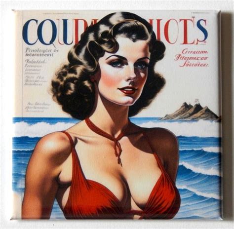 Woman In Red Bikini Swimsuit FRIDGE MAGNET Fashion Advertisement Style