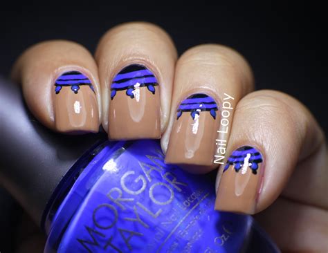 Nail Loopy Nude Neon Half Moon Nail Art