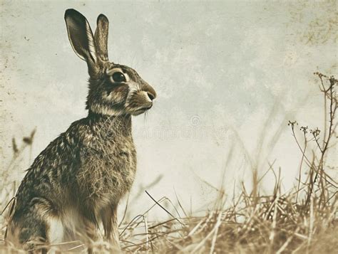 majestic wild hare  natural habitat stock illustration illustration