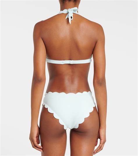 Spring Scalloped Halter Neck Bikini Top In Blue Marysia Mytheresa