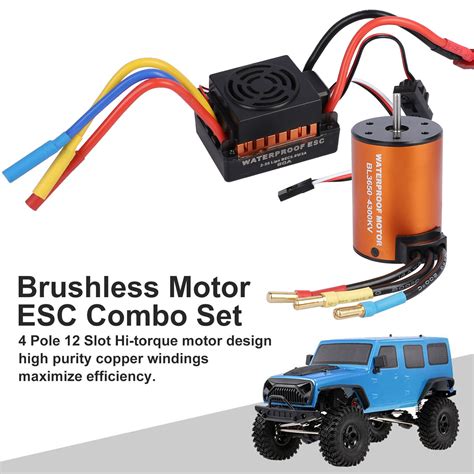 3650 4300KV Waterproof Brushless Motor 60A ESC Combo Set For 1 10 RC