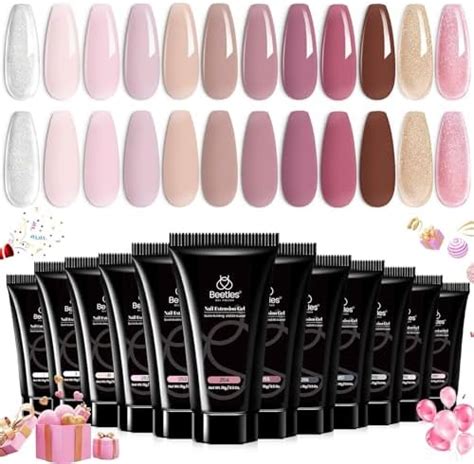 Amazon Beetles Poly Nail Extension Kit Colors Pink Nude Poly