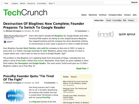20 Years Of Techcrunch Website Design History 12 Images Version Museum