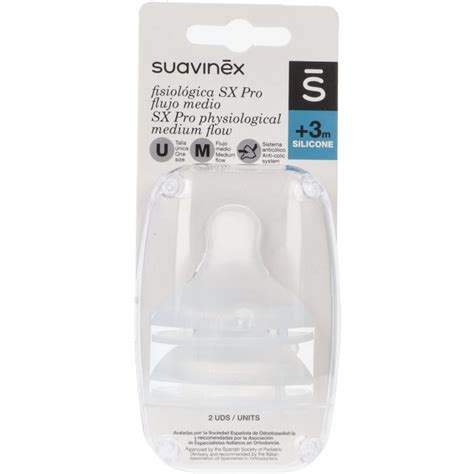 Suavinex Tetina Fisiológica Silicona SX Pro Flujo Medio 3M