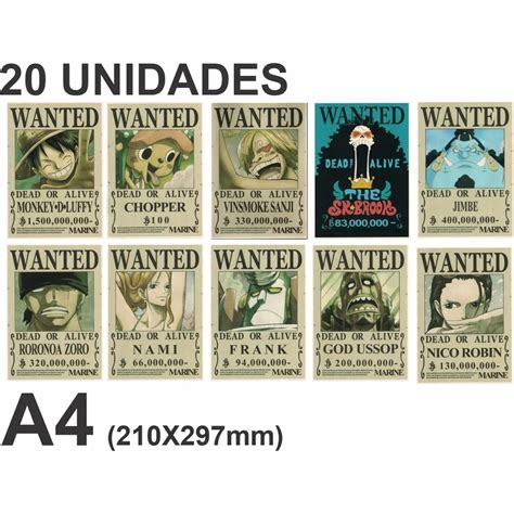 Unidades De Cartazes One Piece Wanted Poster Papel Reciclado G M