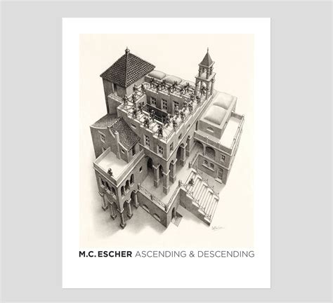 Mc Escher Ascending And Descending Poster Optical Art Wall Etsy