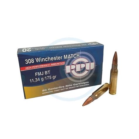 Boîte De 20 Cartouches Partizan Match Fmj Bt Calibre 308 Winchester