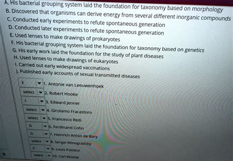 Solved His Bacterial Grouping System Laid The Foundation For Taxonomy