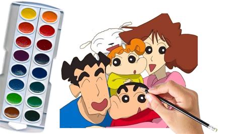 shin chan family drawing  coloring   draw cryon shinchan