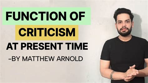 Function Of Criticism At The Present Time Matthew Arnold In Hindi