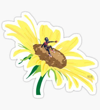 a person sitting on top of a sunflower sticker