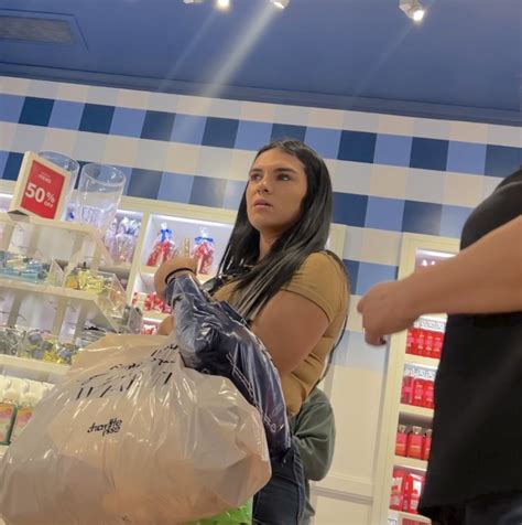 Thicc Latina In Tight Jean Shorts Shopping At Bath And Looking To Get Her Body Worked Short