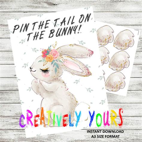 Pin The Tail On The Bunny Game Bunny Rabbit Birthday Game Birthday