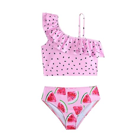 Tiijoy Big Girl S Bikini Swimsuit Watermelon Print Ruffle Bathing Suit Piece Sizes