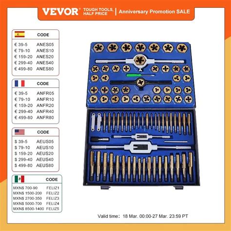 Vevor Juego De Grifos Y Troqueles De Piezas Herramientas De Llave De