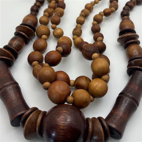 Wood Beaded Necklace Etsy