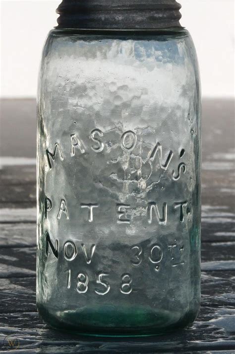 Antique Masons Patent Nov 30th 1858 Quart Fruit Jar Cfj Co Whittled Glass 1916870424