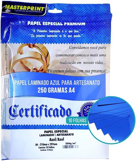 Papel Laminado A G Azul Lamicote Masterprint Folhas Infoleo