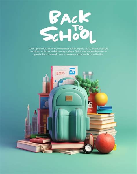 Premium Psd 3d Back To School Poster Banner Illustration