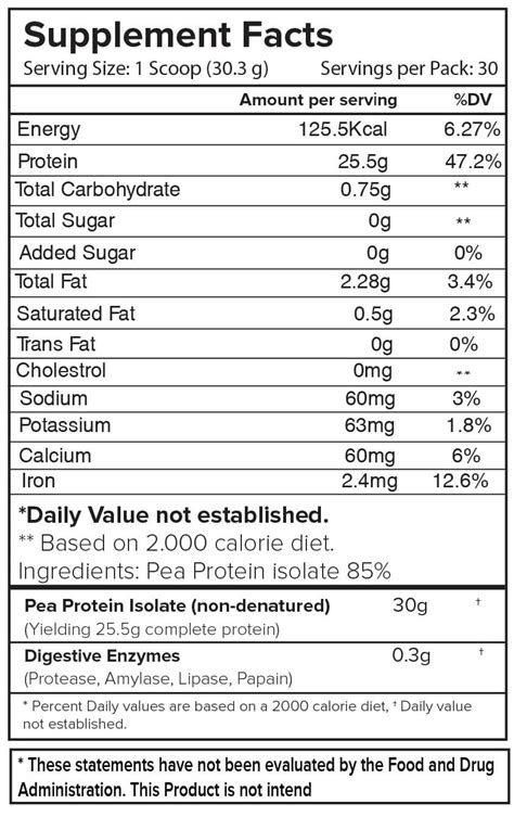 Buy Pea Protein Isolate With Natural Digestive Enzymes Vegan